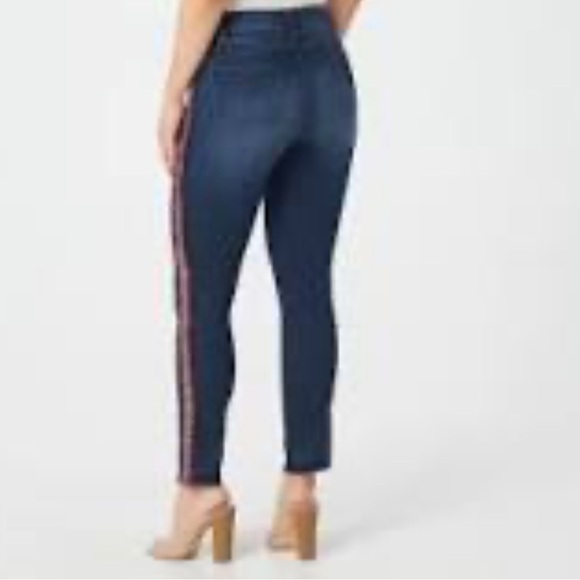 Laurie Felt ilky Sequin Stripe Ankle Skinny Jeans, Raw Hem—Size Med•••Burgundy - Picture 3 of 16